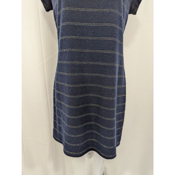 BANANA REPUBLIC! NAVY BLUE STRETCH KNIT W/SUBTLE SILVER METALLIC DRESS! SZ 8P - Picture 4 of 8